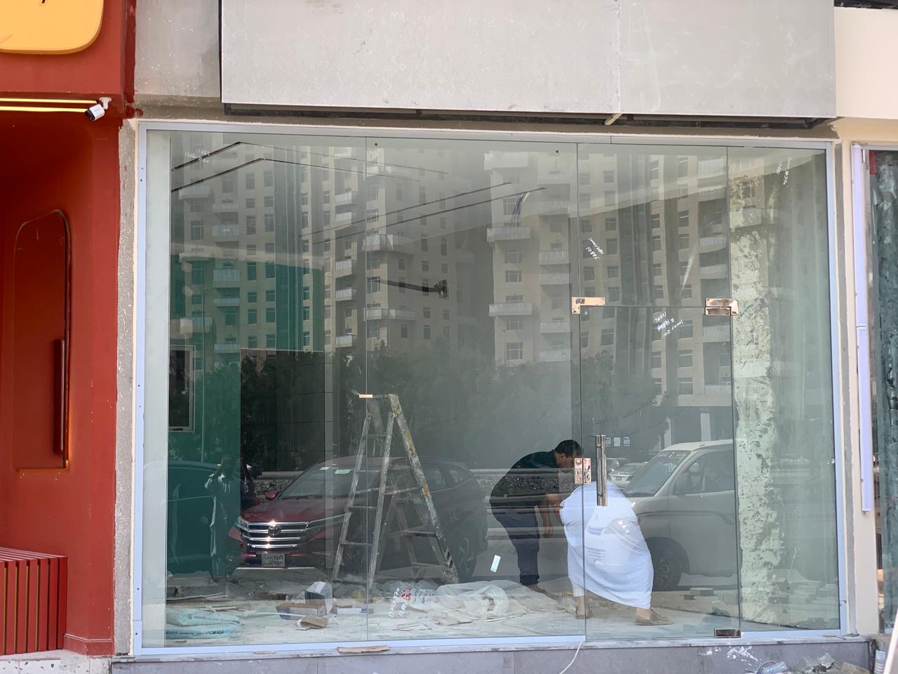 Commercial storefront glass facade